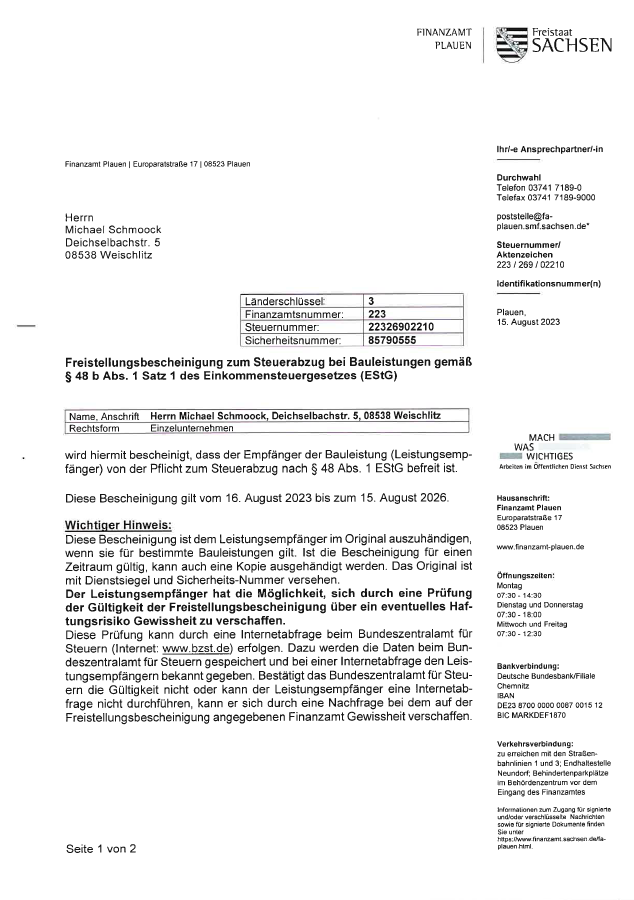 freistellungsbescheinigung